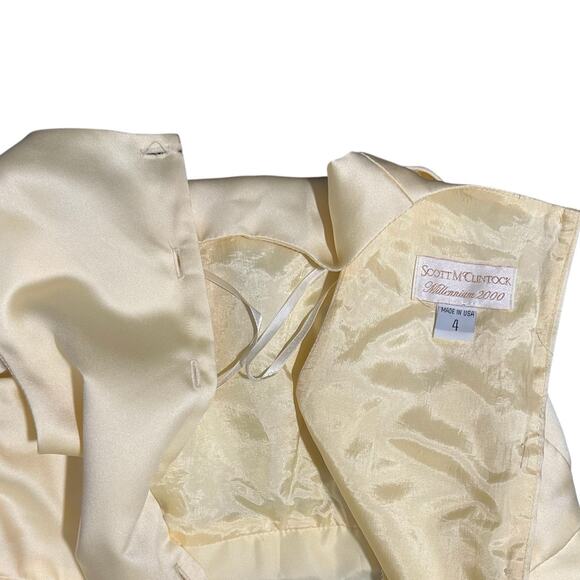 Vintage Scott McClintock Millennium 2000 Satin Dress Sz 4 Butter Yellow Gown - Picture 12 of 16